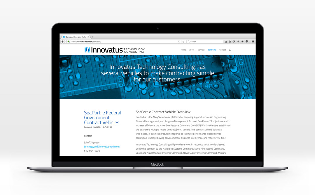 Innovatus Technology Consulting website on laptop